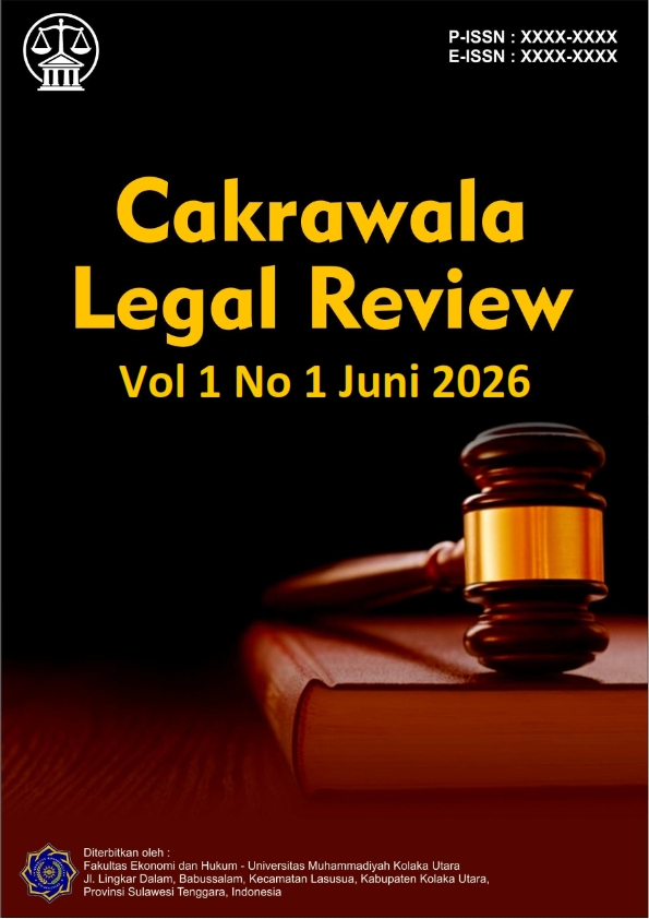 					View Vol. 1 No. 1 (2026): Juni : Cakrawala Legal Review
				
